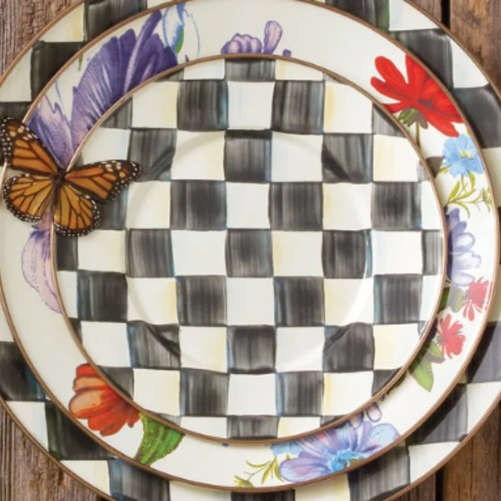 SET OF 4 MacKenzie-Childs Courtly Check Salad Dessert Plates - Picture 5 of 5